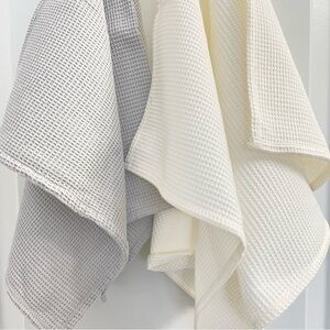 Hand towel set of 6. 3x Gray + 3x White Turkish Cotton